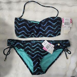 Raisins Black and Blue Wave Bikini SET